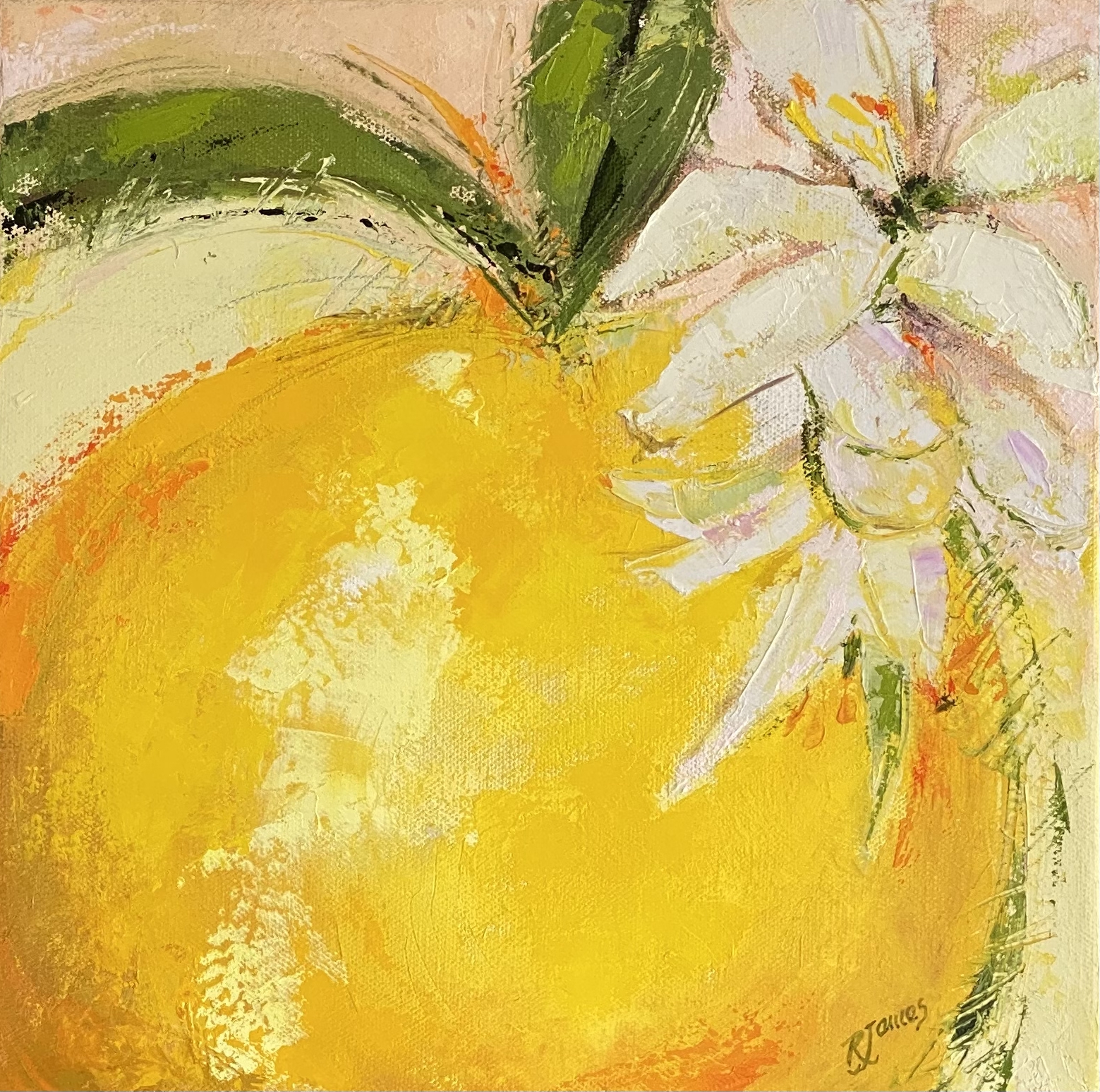 Lemon With Blossoms by Rose marie James